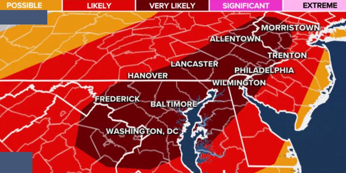 Mid-Atlantic on Alert Severe Thunderstorm Watch Encompasses Philadelphia, Washington, and Millions More