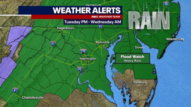 Thunderstorms and Heavy Rain Expected in DMV On Wednesday Weather Watch Alert Issued
